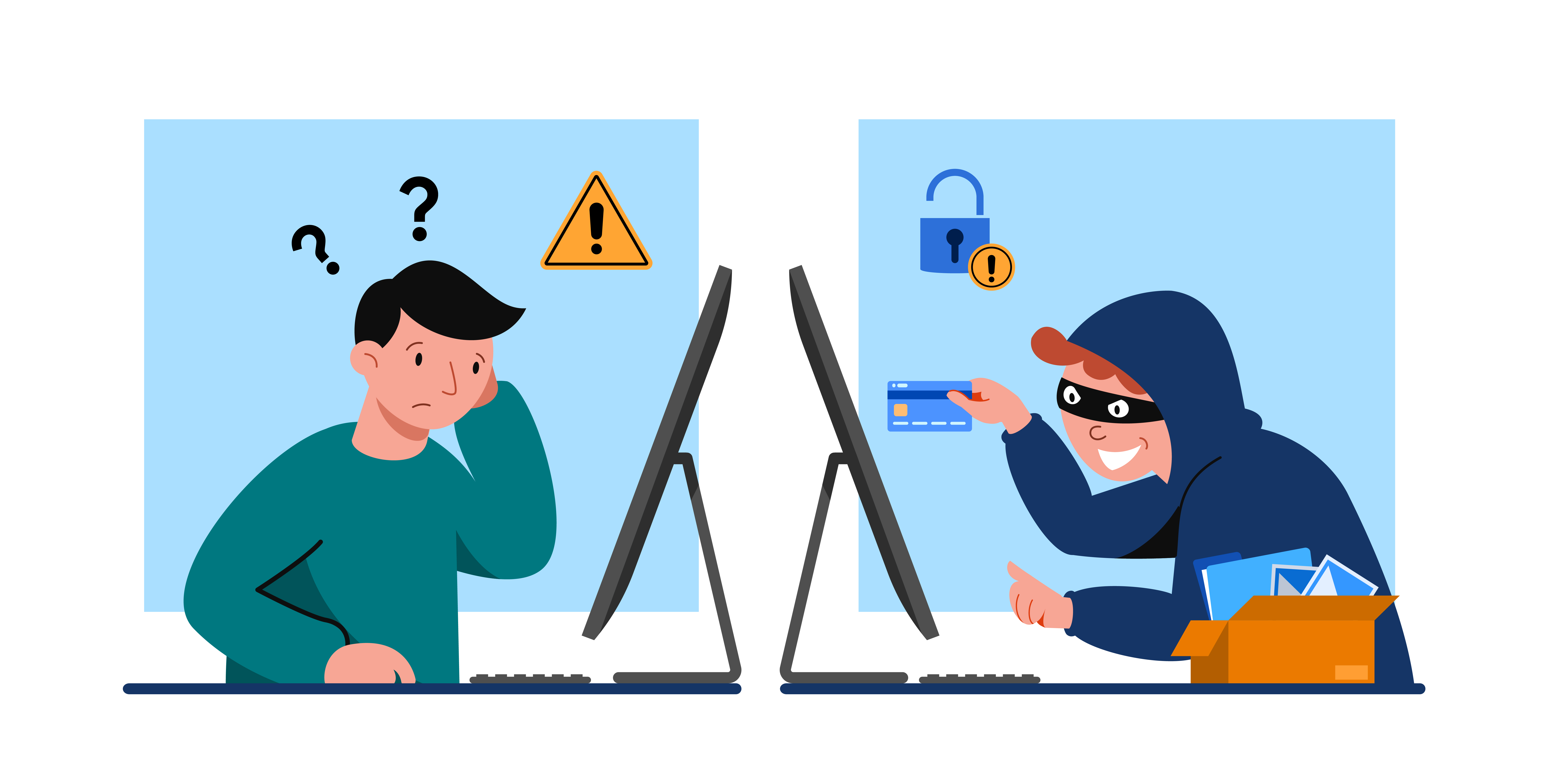 Representação gráfica de usuário e hacker em ilustração Ilustração de usuário e hacker em formato de desenho